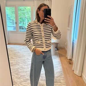 Striped Black and Cream Women's Sweater